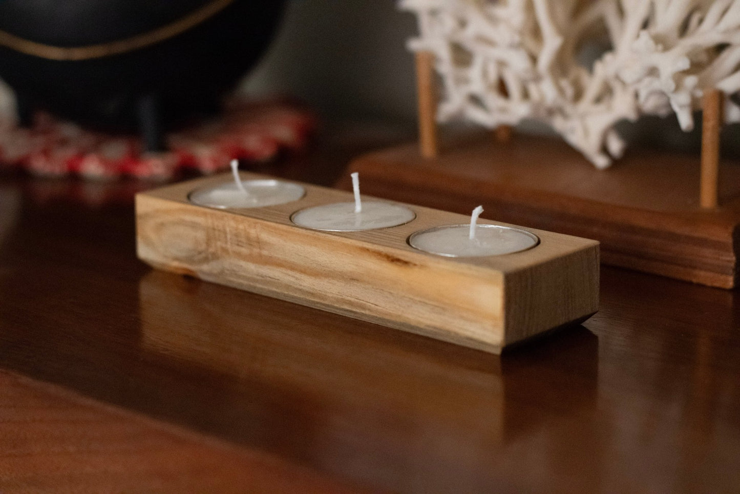Triple Tea Candle Holder - Pine - day1wood