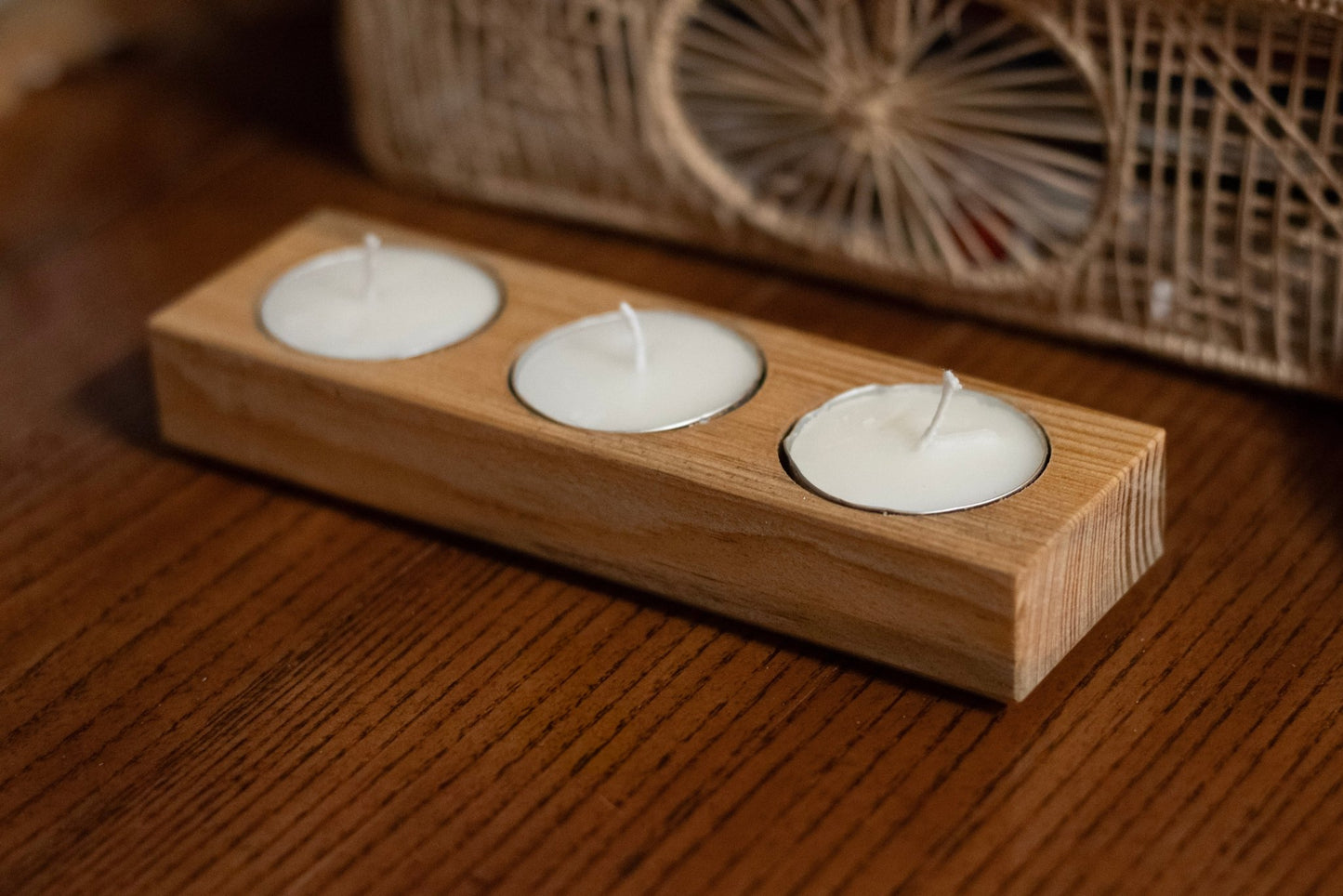 Triple Tea Candle Holder - Pine - day1wood