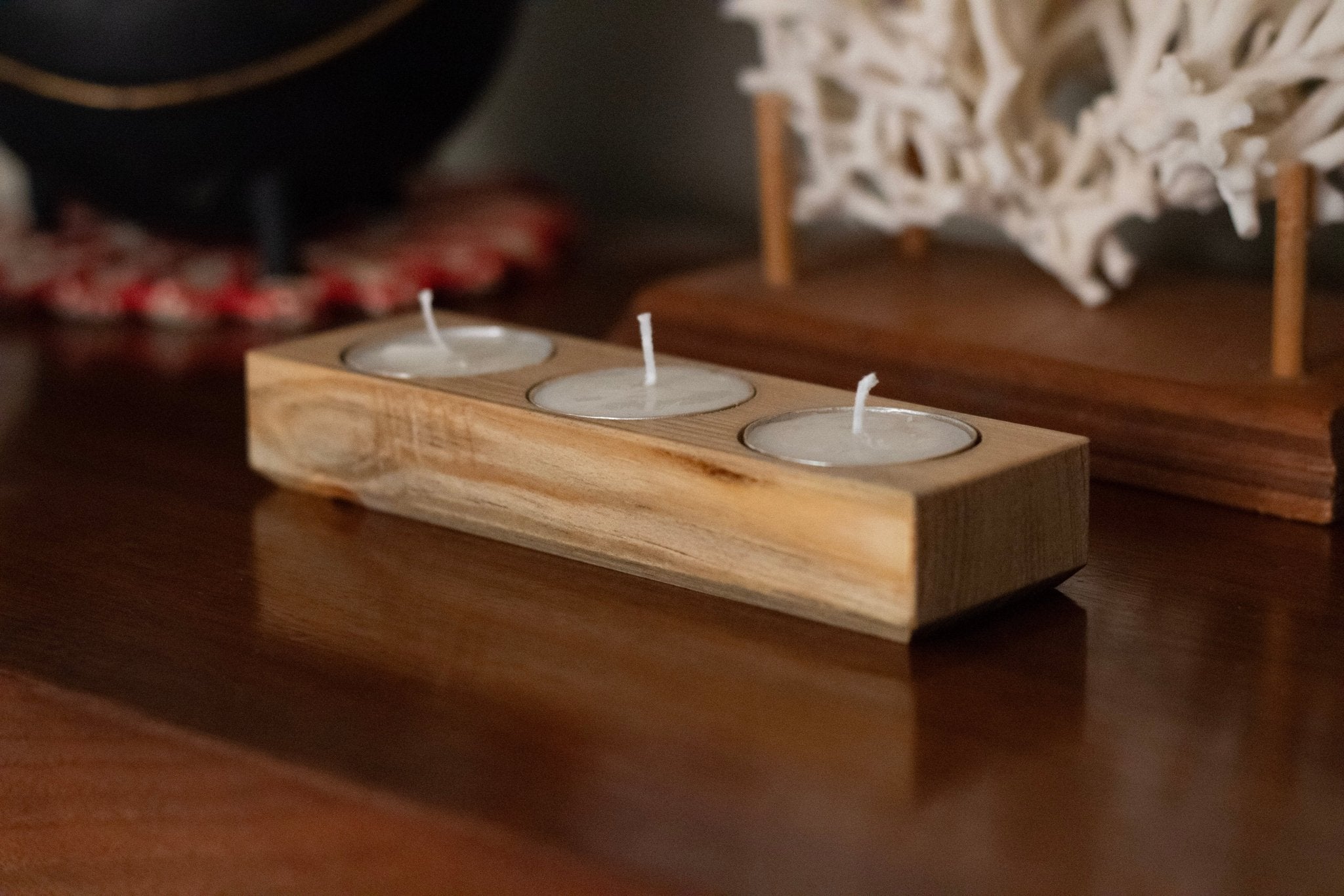 Triple Tea Candle Holder - Pine - day1wood